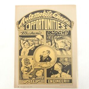 Vintage Automobile Careers Print Ad Mechanic Designer Engineer Classroom Decor